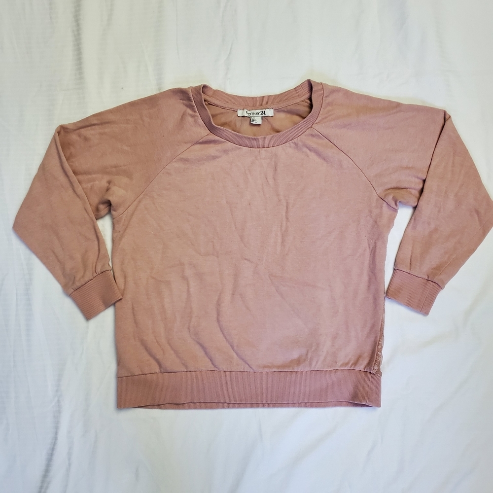 Blush Sweater with Sheer Lace Back